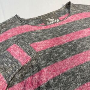 Superdry Icarus Knit Striped Long Sleeve Sweater Top Size S Gray Pink